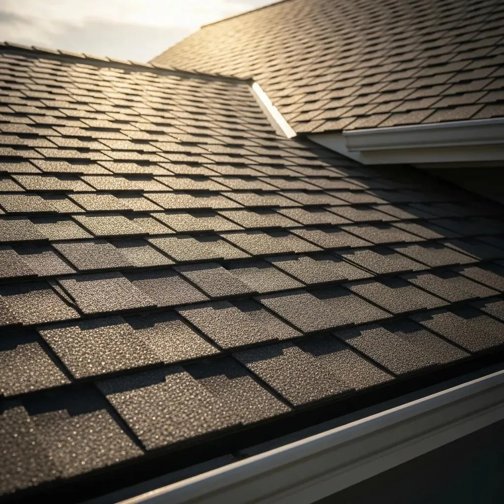 Close-up of impact-resistant shingles showcasing textured surface and durability, ideal for hail protection in Florida roofing.