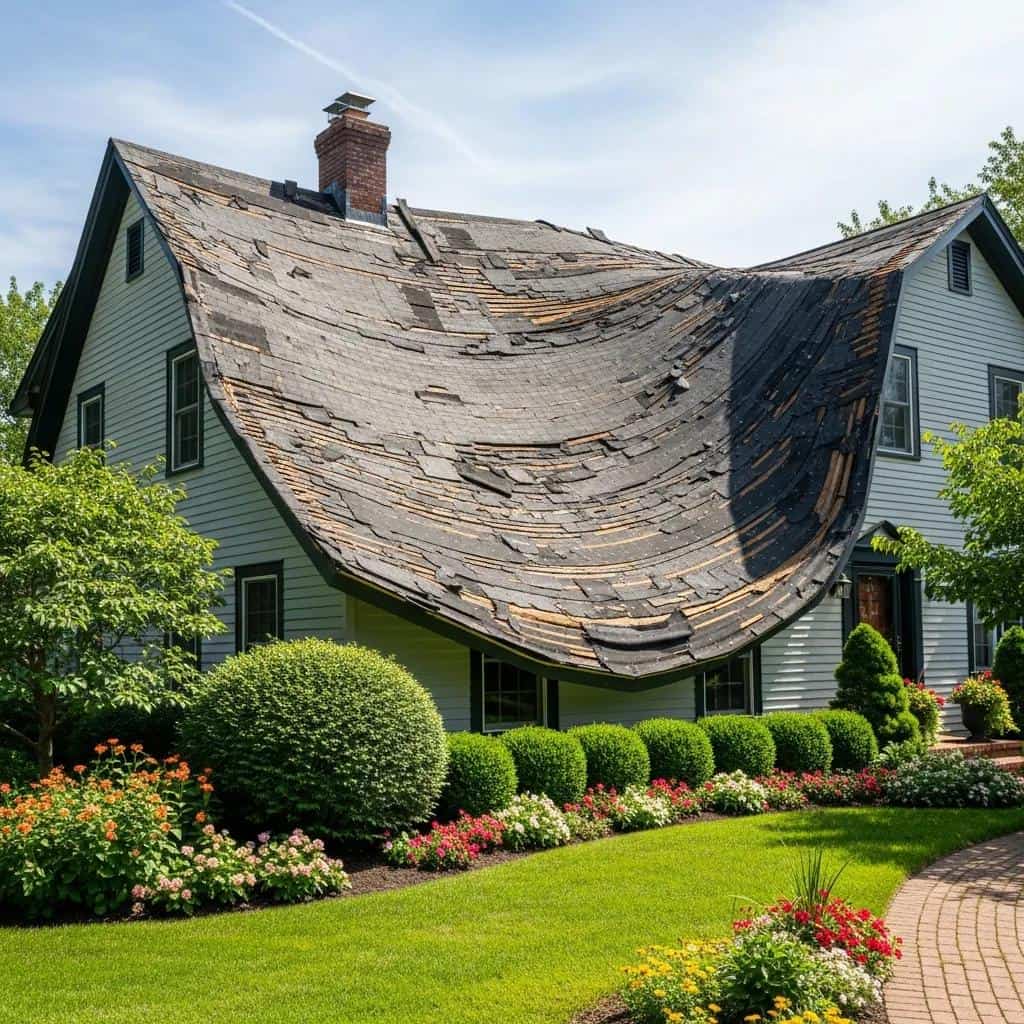 Sagging roof indicating the necessity for replacement, crucial for Melbourne homeowners to recognize